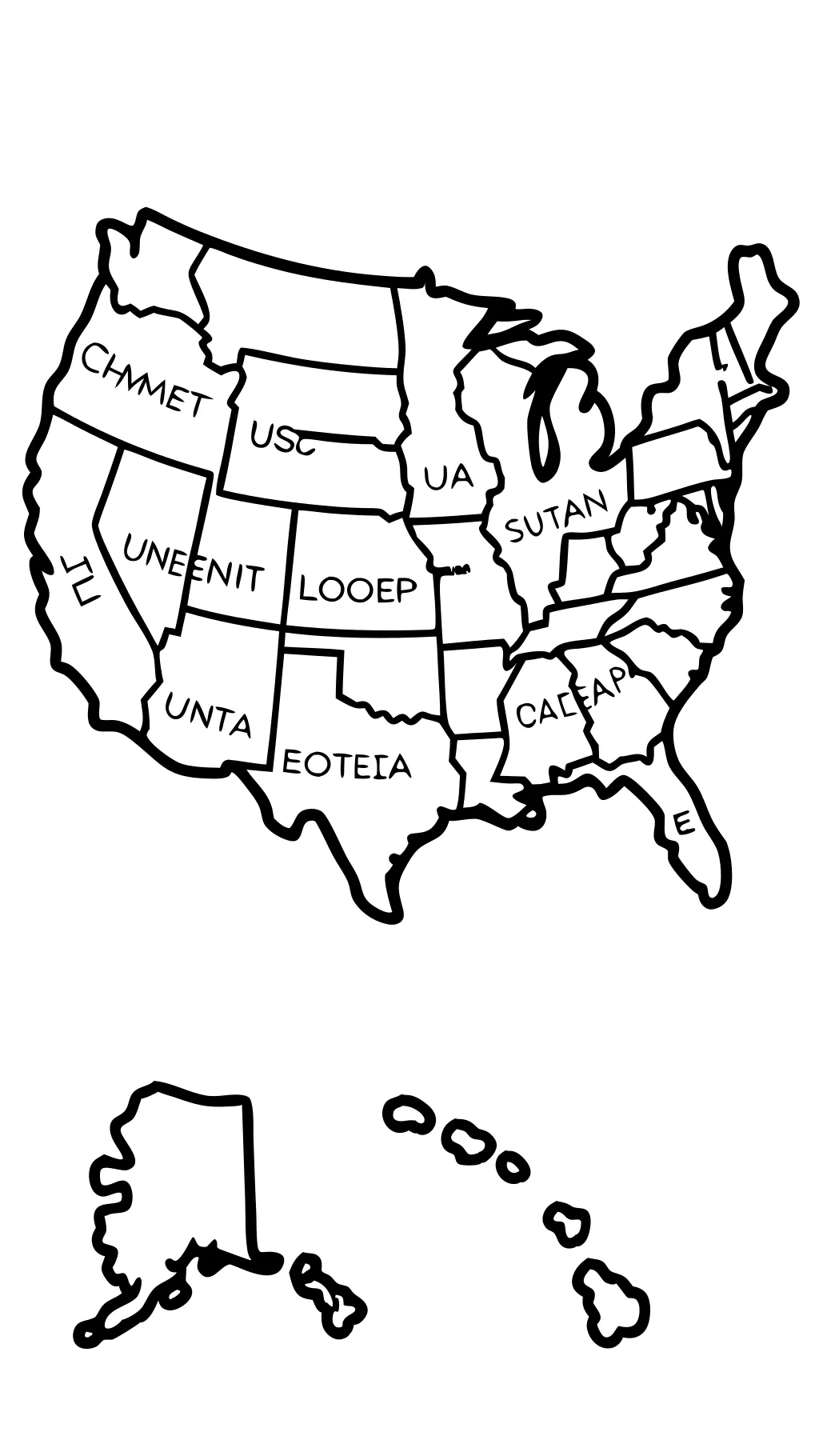 united states of america map coloring page